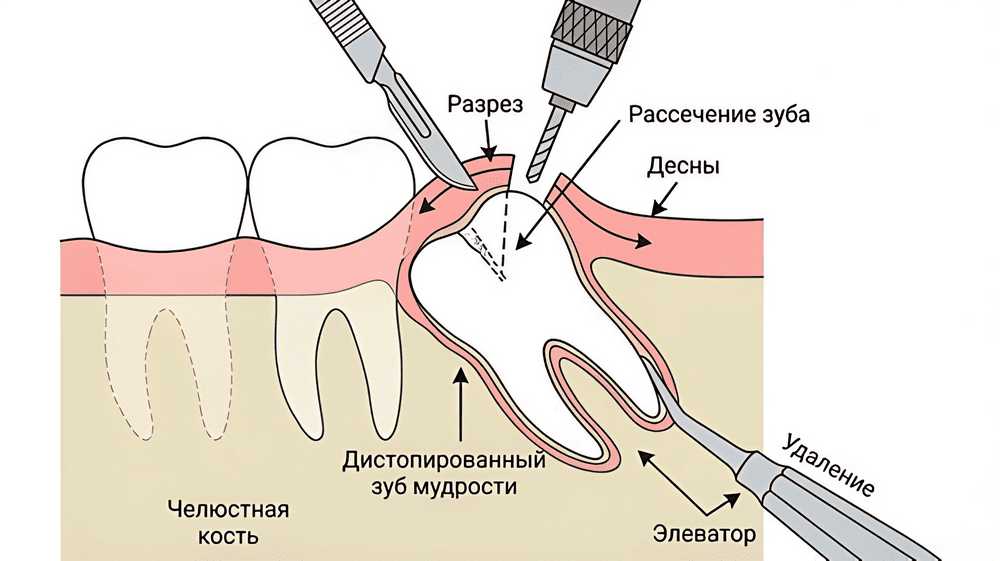 удаление дистопированного зуба минск