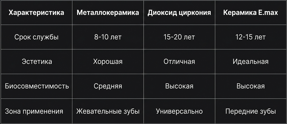 Сравнение материалов для протезирования